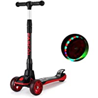 Fascol Patinete 3 Ruedas de PU para Niños de 3 a 12 Años-Diseño Scooter Plegable con LED Luces-3 Alturas Ajustables…